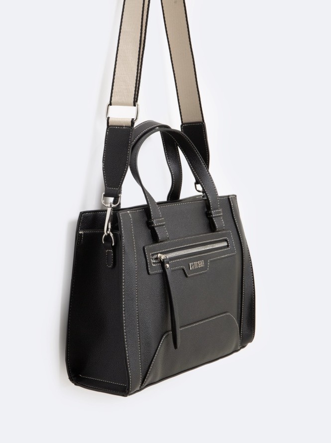 Torebka damska do ręki z dodatkowym paskiem czarna Marana 906