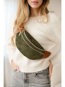 Anna Morellini Skórzana saszetka "Carola" w kolorze oliwkowo-jasnobrązowym - 32 x 16 x 9,5 cm rozmiar: onesize