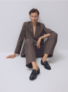 Skórzane loafersy z włosem - wielobarwny