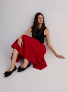 Baleriny o satynowym wykończeniu - czarny