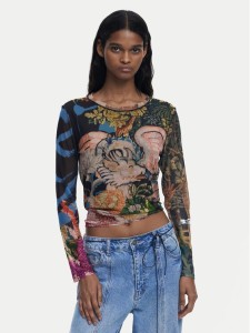 Desigual Bluzka Dragon Lacroix 25WWTK39 Kolorowy Slim Fit