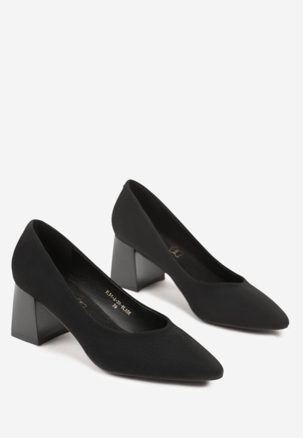 Czarne Czółenka Vices na Stożku z Wkładką ze Skóry Naturalnej Esande