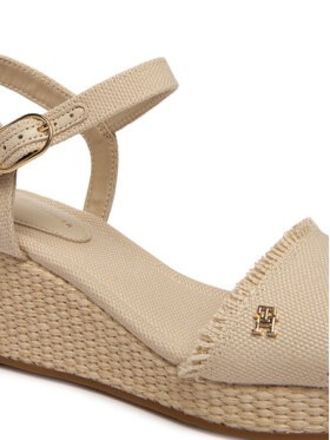 Tommy Hilfiger Sandały Mid Woven Wedge Espad Fringe FW0FW09470 Beżowy