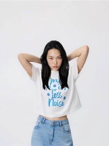 Bawełniany t-shirt z aplikacją - biały