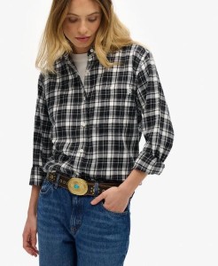 superdry Koszula boyfriend flanelowa w kratę, oversize