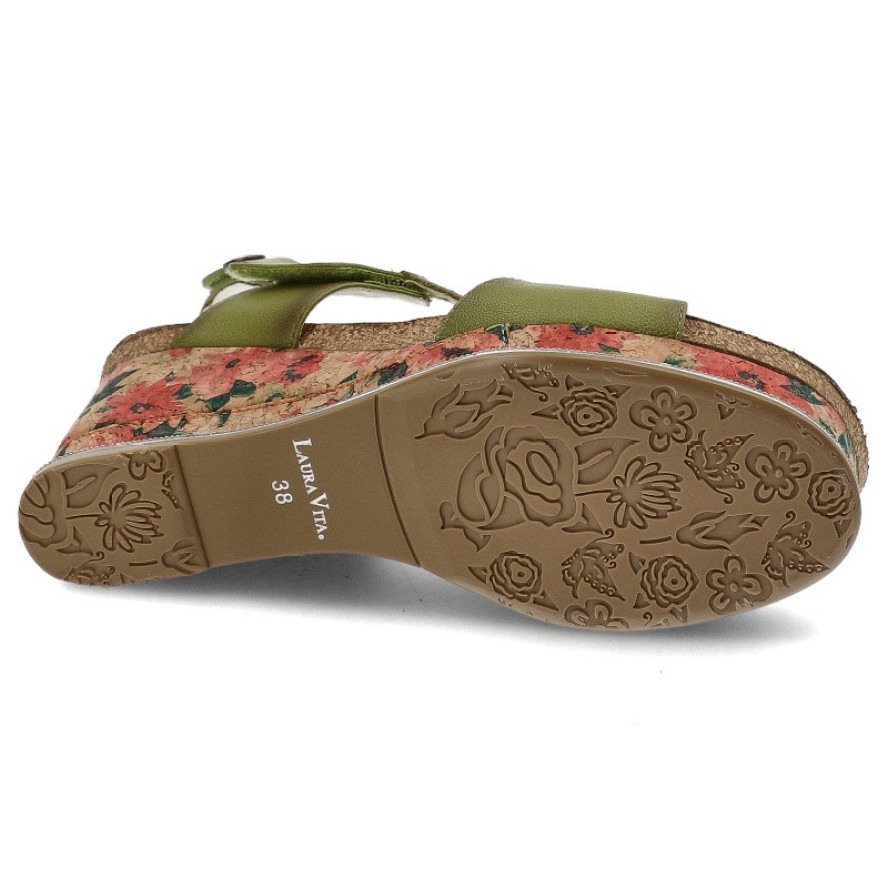 Zielone Sandały Laura Vita Eleganckie Obuwie Damskie