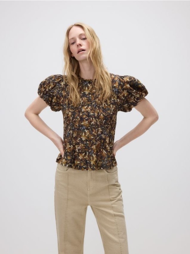 Bluzka z bufkami - wielobarwny