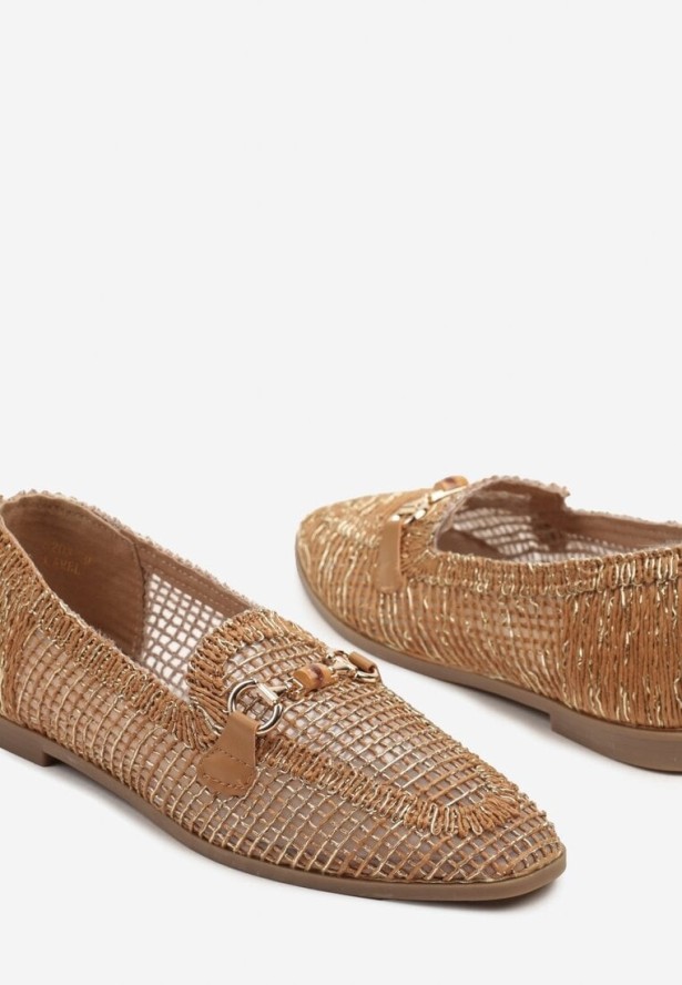 Brązowe Mokasyny Loafersy z Ażurową Cholewką Kolarila