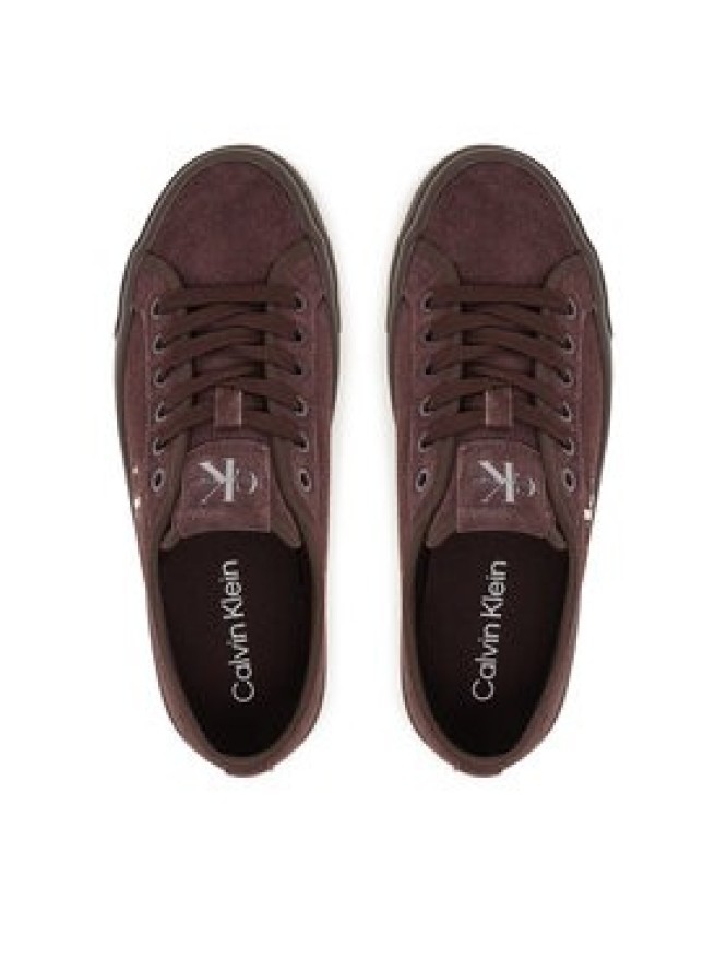 Calvin Klein Tenisówki Vulc Flatf Laceup Suede HW0HW03088 Bordowy