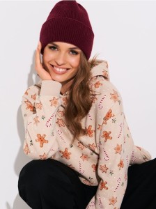 Bluza w świąteczny wzór - beżowy