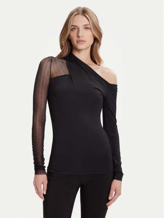 Simona Corsellini Bluzka A25CPMG00201 Czarny Slim Fit