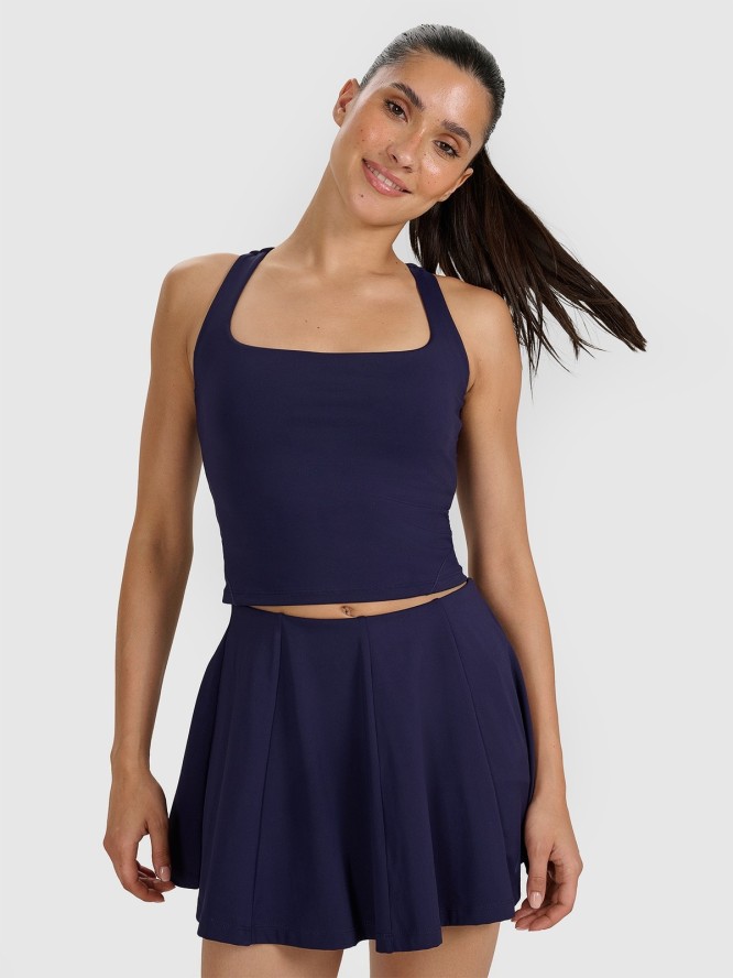 4F Crop-top tenisowy szybkoschnący damski - granatowy XS