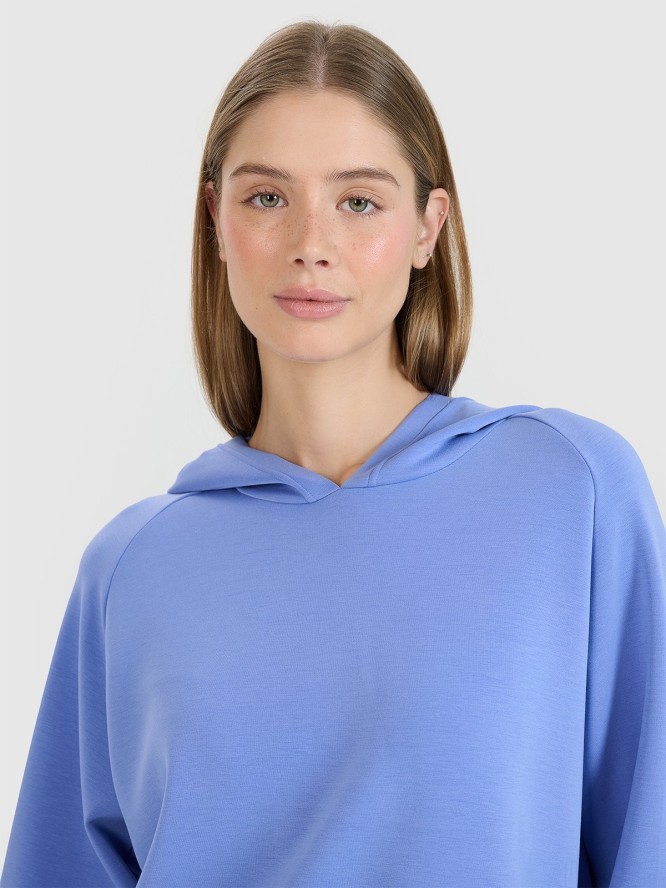 4F Bluza dresowa nierozpinana z modalem damska - niebieska S
