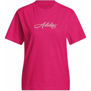 Damska Koszulka adidas Cursive Wordmark Graphic fuksja Lifestyle