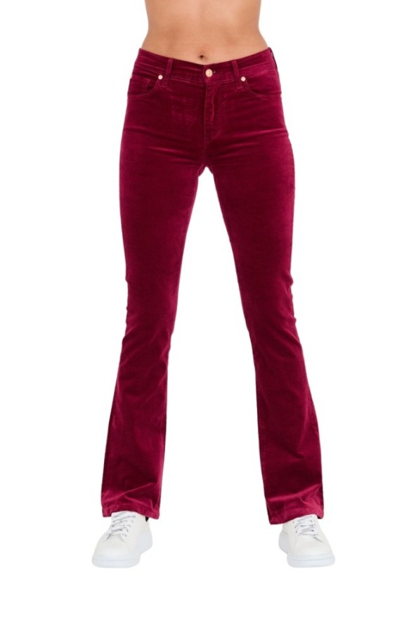 7 FOR ALL MANKIND Bordowe damskie spodnie Bootcut Velvet, Rozmiar 27
