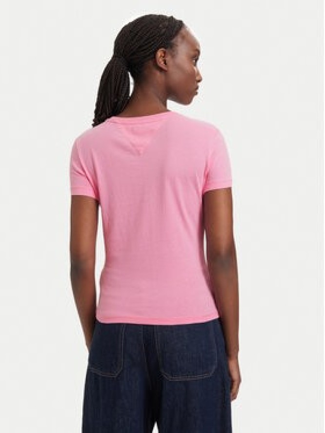 Tommy Jeans T-Shirt DW0DW20459 Różowy jasny Slim Fit