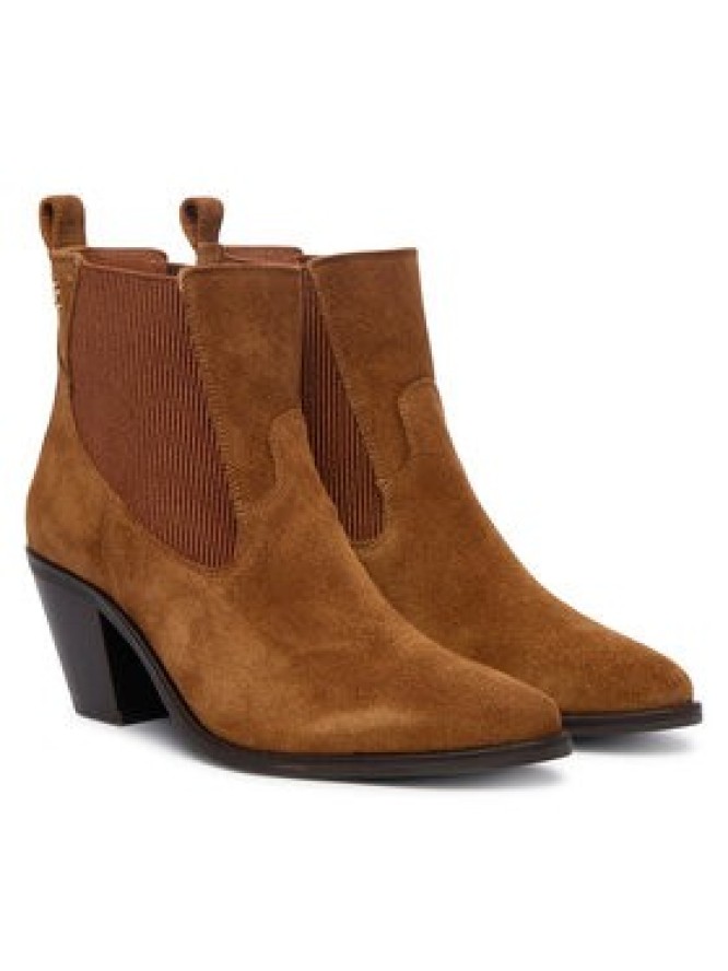 Tommy Hilfiger Botki Suede Western Chelsea Boot FW0FW09581 Brązowy