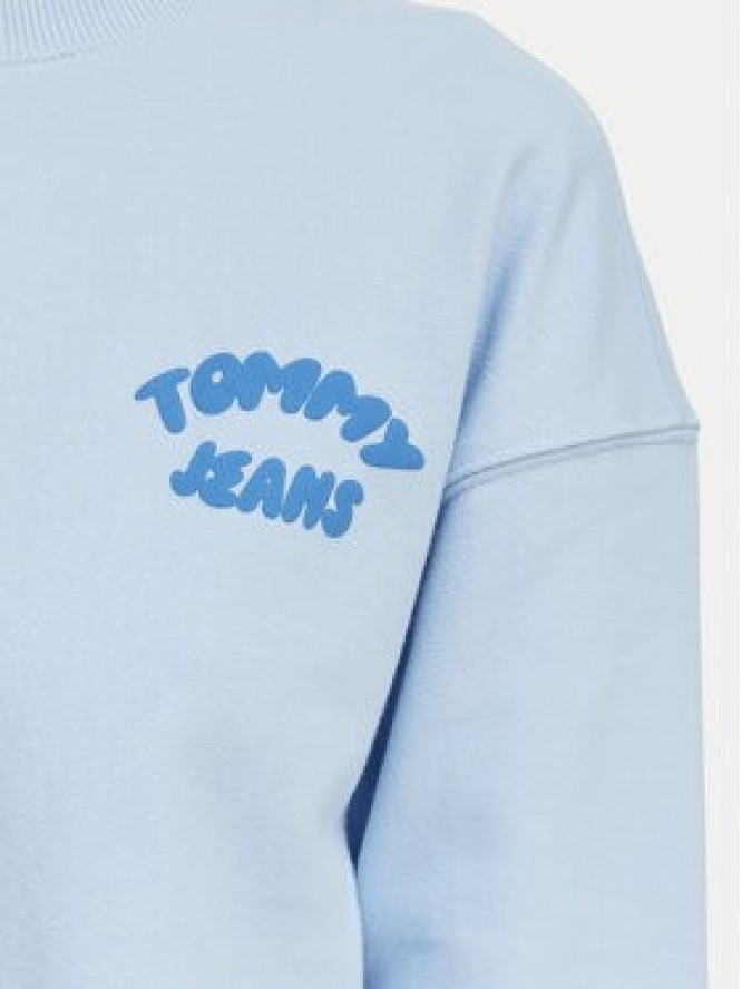 Tommy Jeans Bluza Bubble Logo DW0DW22366 Niebieski jasny Boxy Fit