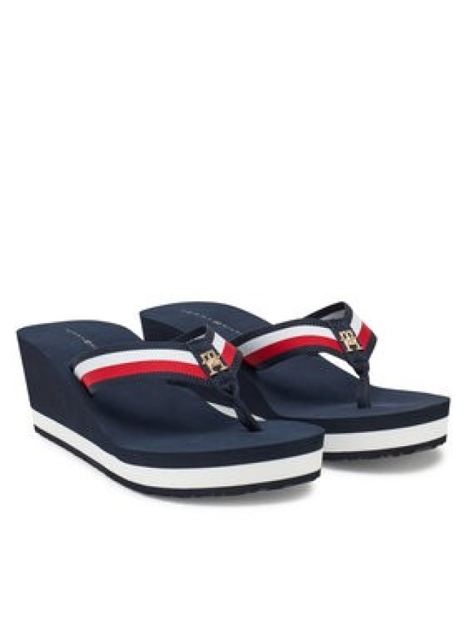 Tommy Hilfiger Japonki Th Corporate Wedge Beach Sandal FW0FW08520 Granatowy