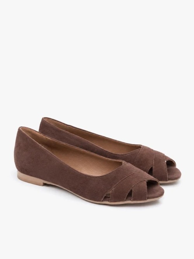 Brązowe baleriny peep toe