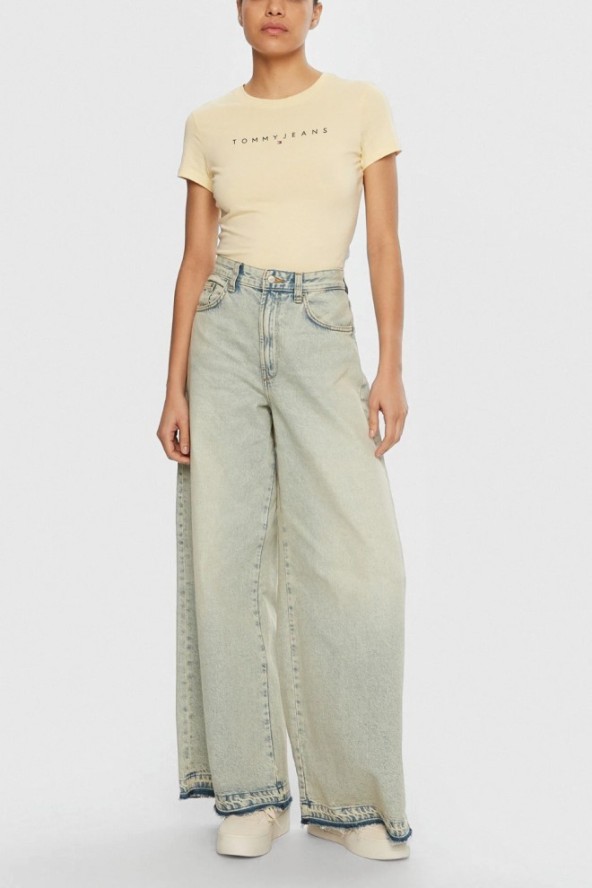 TOMMY JEANS Żółty t-shirt damski, Rozmiar L