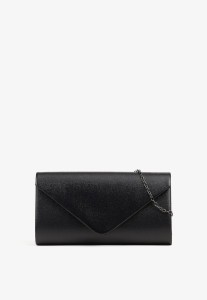 Czarna Torebka Kopertówka z Metalicznym Blaskiem Fesina