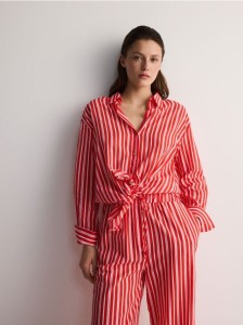 Bawełniana koszula oversize - wielobarwny