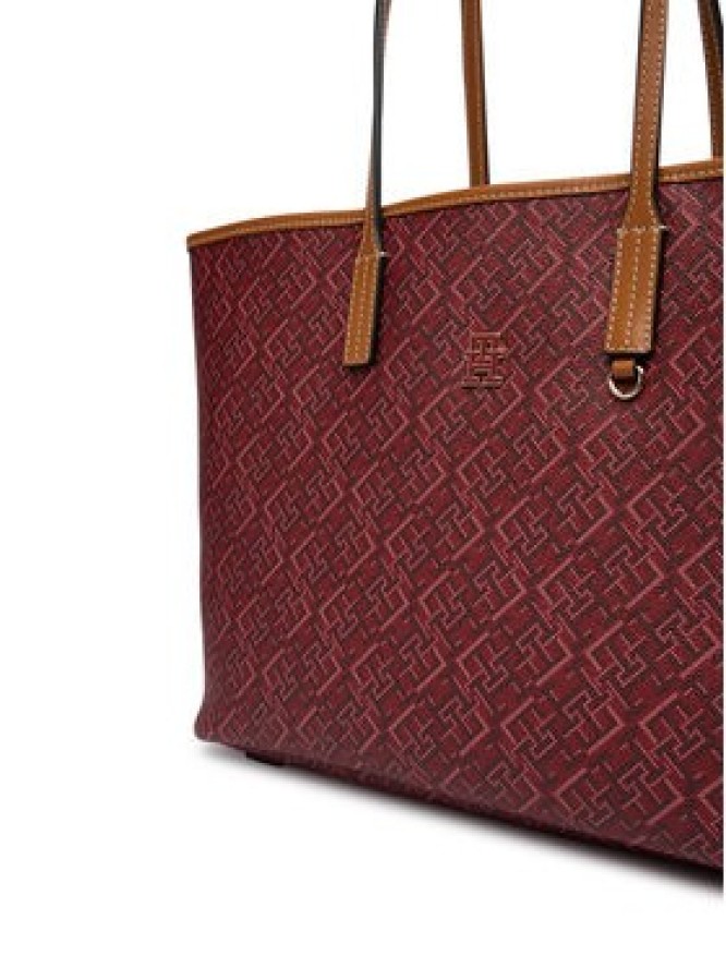 Tommy Hilfiger Torebka Th Monoplay Tote Le AW0AW17416 Czerwony ciemny