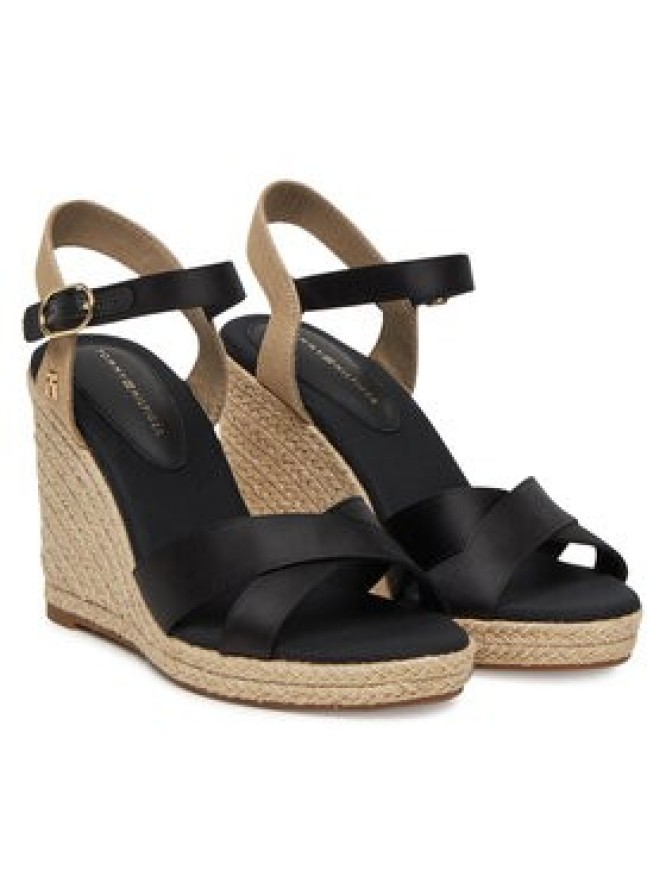 Tommy Hilfiger Espadryle Satin High Wedge Espadrille FW0FW08602 Czarny