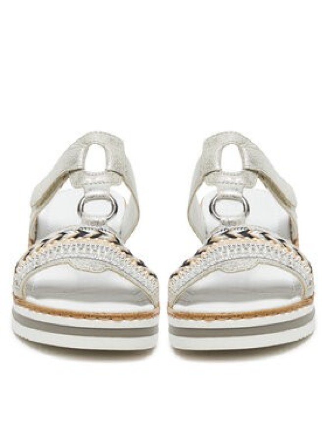 Rieker Klapki V02M6-40 Srebrny