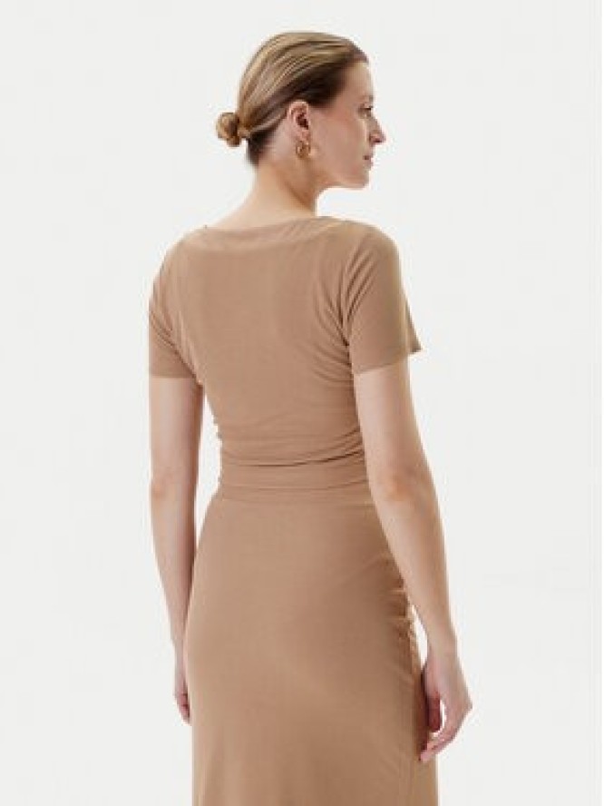 Guess T-Shirt W5YP14 KAQL2 Beżowy Regular Fit