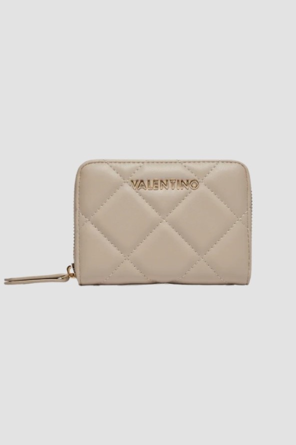 VALENTINO Beżowy średni damski portfel Ocarina Wallet