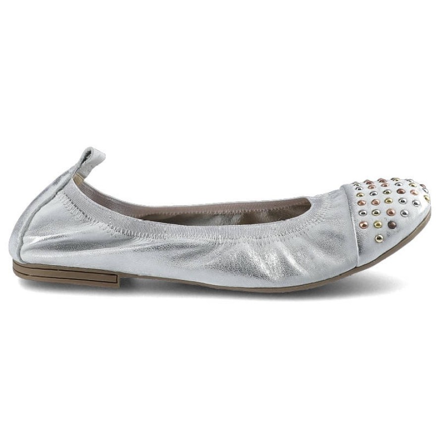 Srebrne Baleriny Damskie Damiss Codzienne Obuwie