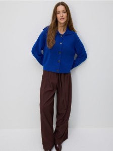 Kardigan z kołnierzem - niebieski