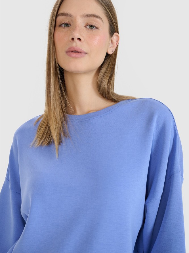 4F Bluza dresowa nierozpinana z modalem damska - niebieska S