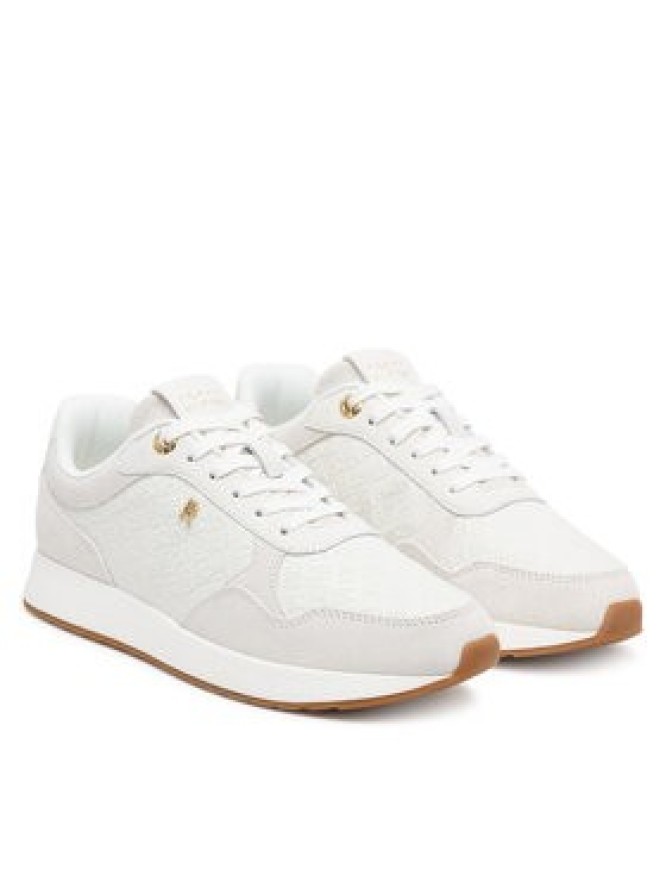 Tommy Hilfiger Sneakersy Th Runner Monogram FW0FW09586 Kremowy