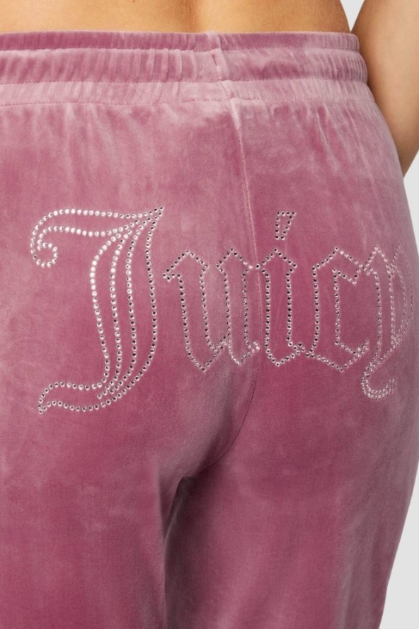 JUICY COUTURE Lawendowe spodnie dresowe damskie z cyrkoniami Tina, Rozmiar S