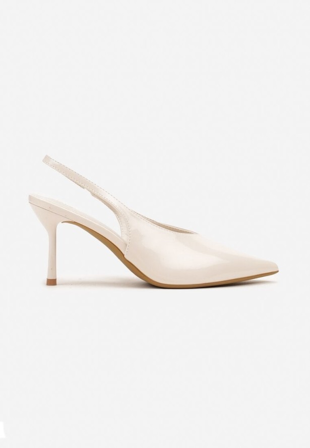 Beżowe Czółenka Sandały Slingback Vices na Obcasie Typu Szpilka Tilionea