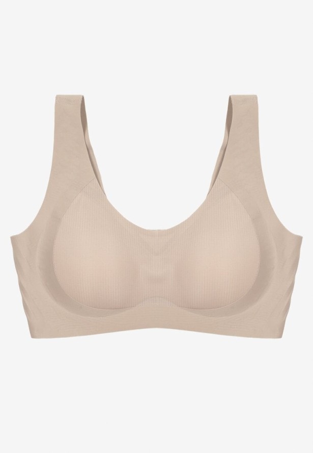 Jasnobeżowy Gładki Biustonosz Typu Braletka Harises