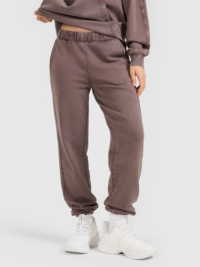 4F Spodnie dresowe joggery damskie - brązowe L