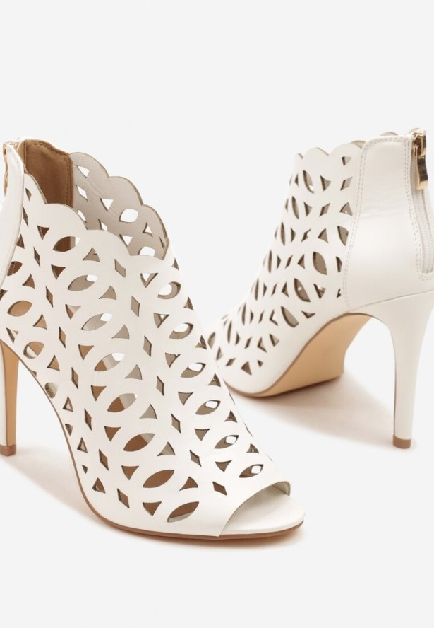 Białe Ażurowe Sandały Botki Vices na Szpilce Natessae
