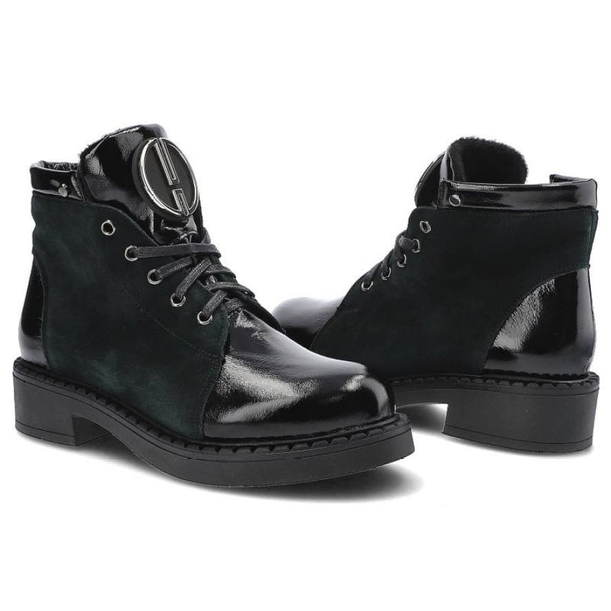 Czarne Botki Pollonus Damskie Stylowe Modne Obuwie