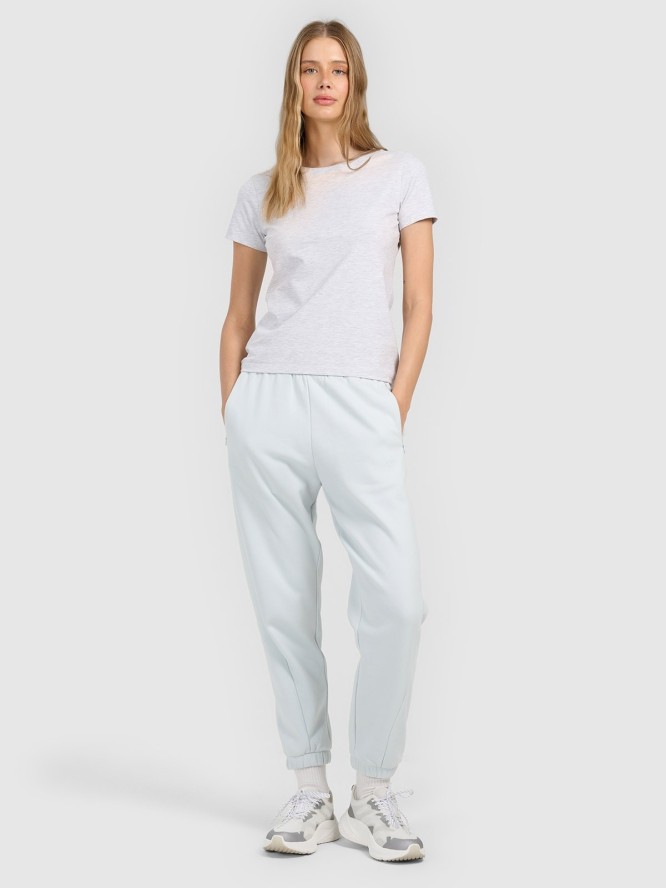 4F T-shirt slim gładki damski - szary L