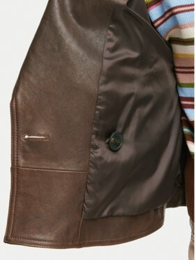 Weekend Max Mara Kurtka skórzana Felino 2625446051 Brązowy ciemny Regular Fit