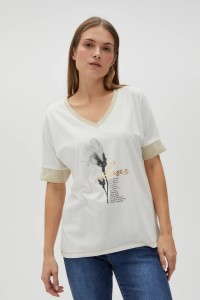 Bawełniana bluzka z nadrukiem biała