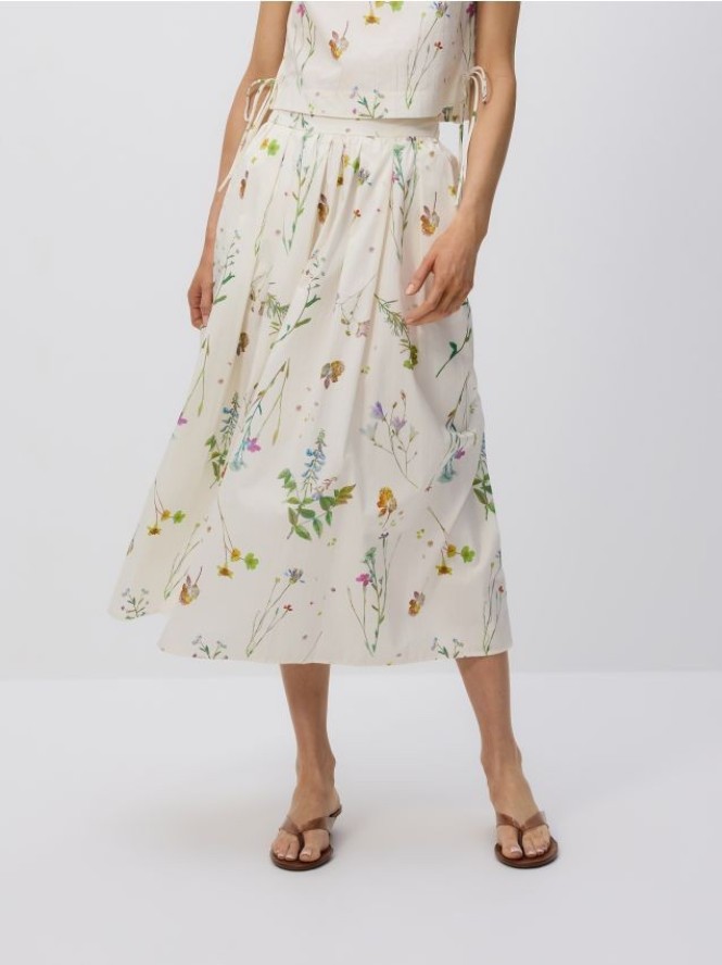 Bawełniana spódnica w kwiaty - wielobarwny