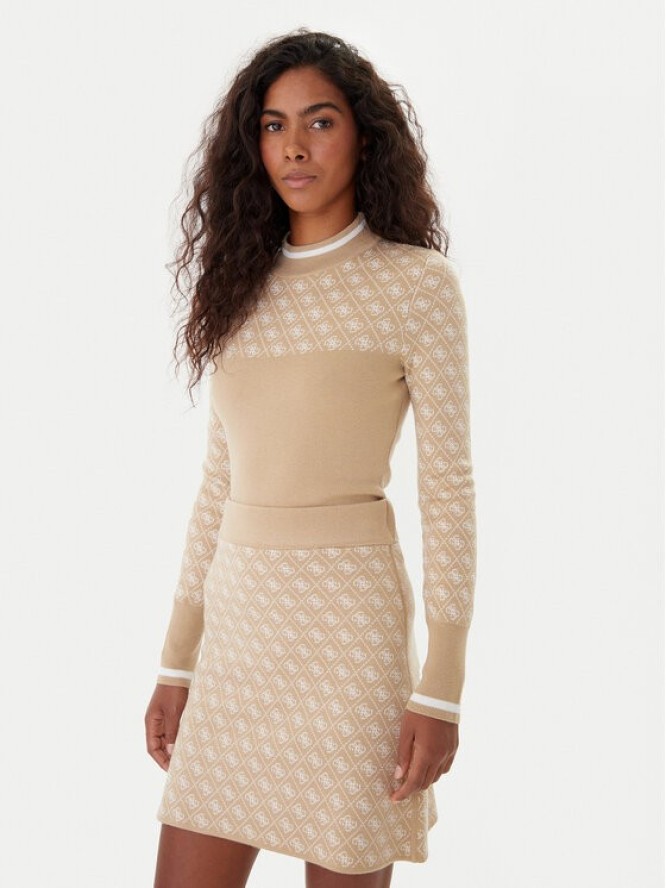 Guess Sweter W5BR24 Z3JD2 Beżowy Slim Fit