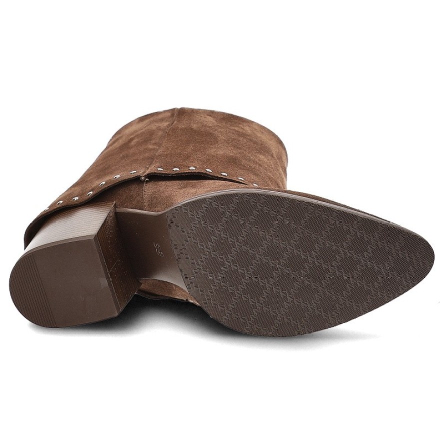 Brązowe Botki Karino Eleganckie Kowbojki Damskie