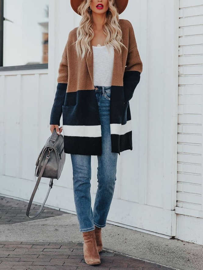 Milan Kiss Kardigan w kolorze jasnobrązowo-czarnym rozmiar: L