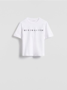 T-shirt z haftowanym napisem - biały